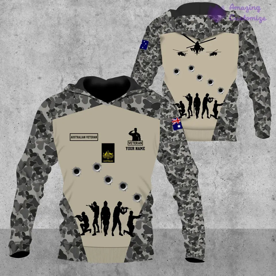 Personalized Australia with Name and Rank Soldier/Veteran Hoodie All Over Printed - 1717113601