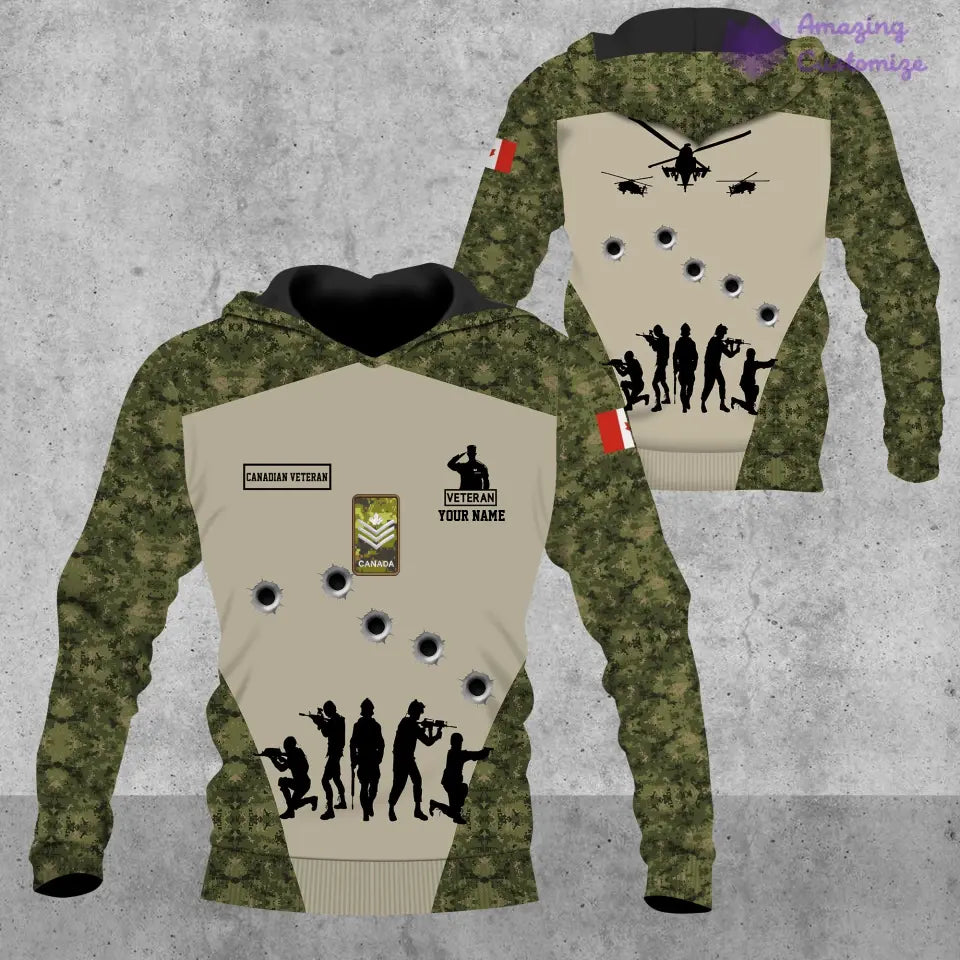 Personalized Canada with Name and Rank Soldier/Veteran Hoodie All Over Printed - 1717113601