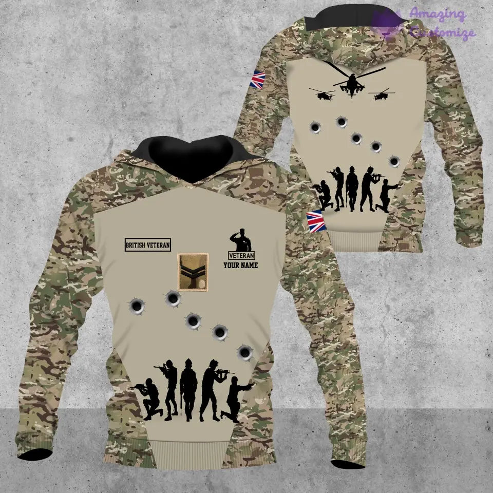 Personalized UK with Name and Rank Soldier/Veteran Hoodie All Over Printed - 1717113601