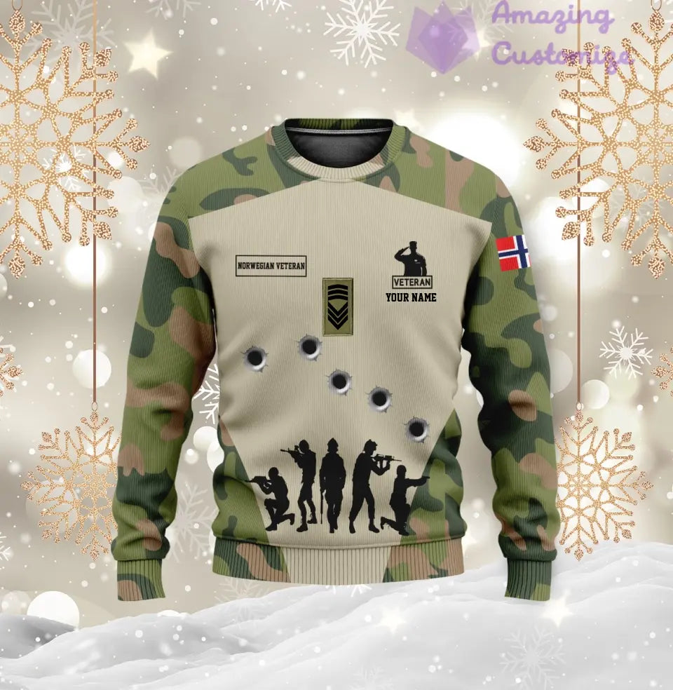 Personalisierter Kapuzenpullover mit Rundumdruck „Norwegischer Soldat/Veteran“ mit Namen und Rang – 1717113601