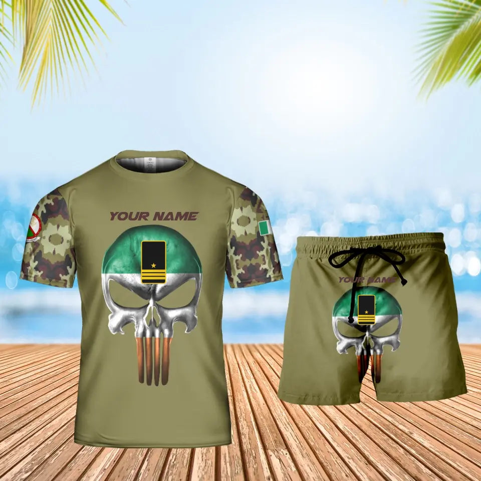 T-shirt personnalisé avec camouflage soldat/vétéran irlandais avec nom et grade + short imprimé en 3D - 17168544