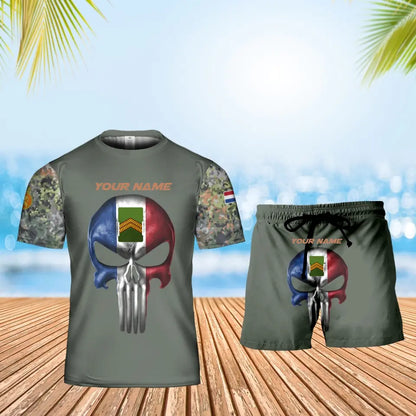 Personalized Netherlands Soldier/ Veteran Camo With Name And Rank Combo T-Shirt + Short 3D Printed  - 17168544