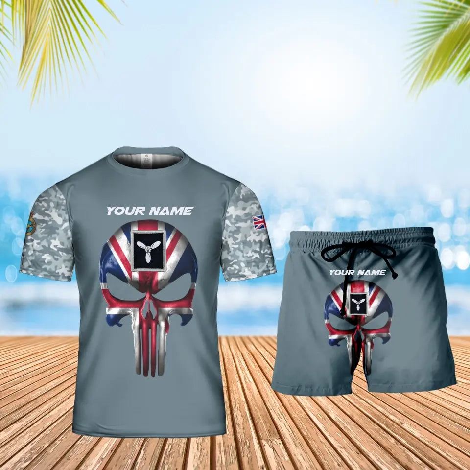 Personalized UK Soldier/ Veteran Camo With Name And Rank Combo T-Shirt + Short 3D Printed  - 17168544