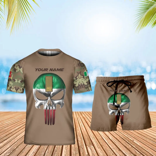 T-shirt personnalisé avec camouflage soldat/vétéran italien avec nom et grade + short imprimé en 3D - 17168544