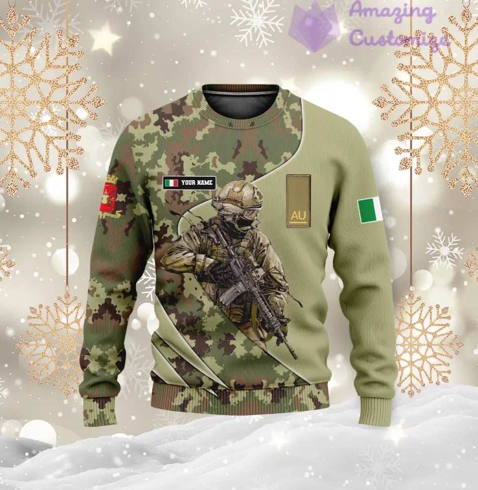 Personalisierter Kapuzenpullover mit Rundum-Aufdruck „Italienischer Soldat/Veteran“ mit Namen und Rang – 17157312