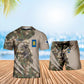 Personalisiertes finnisches Soldaten-/Veteranen-Tarnmuster mit Namen und Rang, Kombi-T-Shirt + Shorts, 3D-Druck – 15052401QA