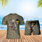 T-shirt personnalisé avec camouflage soldat/vétéran suédois avec nom et grade + short imprimé en 3D - 15052401QA