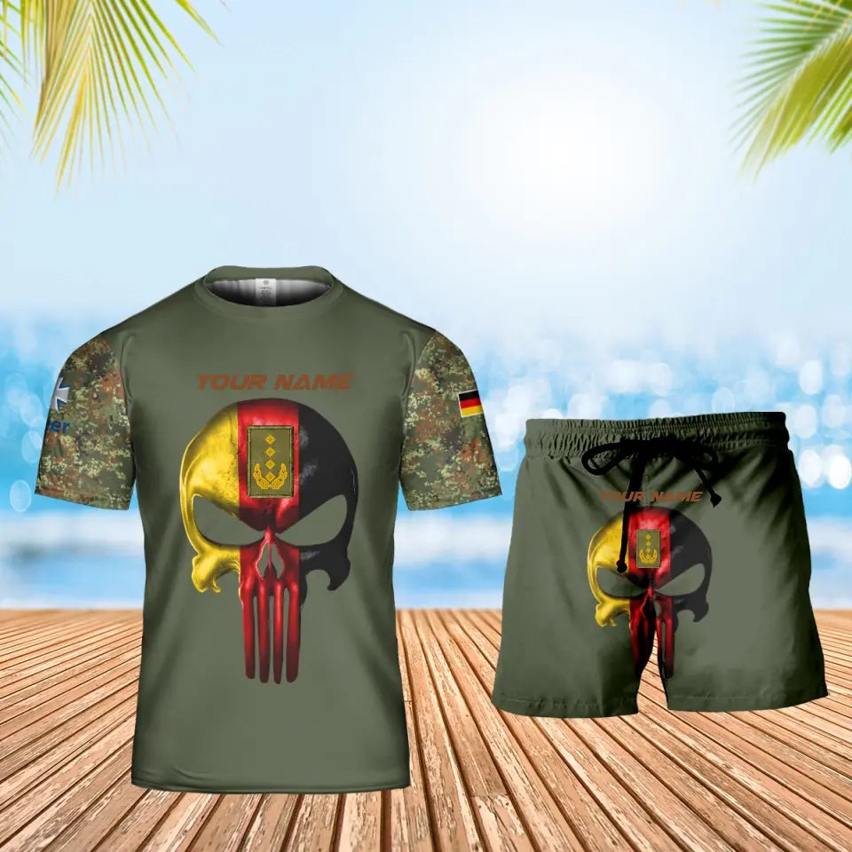 T-shirt personnalisé avec camouflage soldat/vétéran allemand avec nom et grade + short imprimé en 3D - 17168544