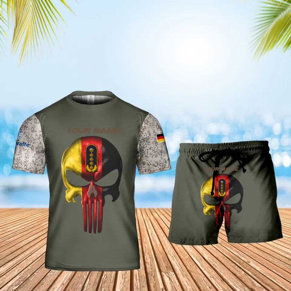 Personalized Germany Soldier/ Veteran Camo With Name And Rank Combo T-Shirt + Short 3D Printed  - 17168544