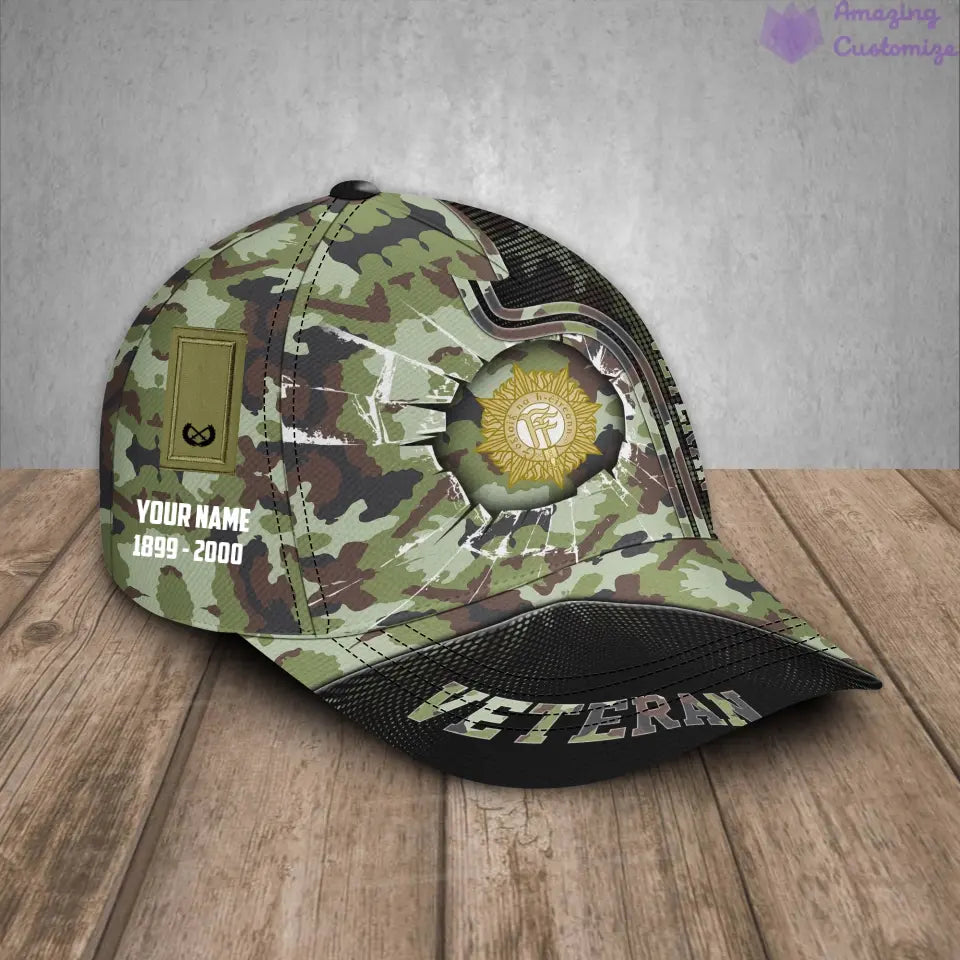 Casquette de baseball camouflage personnalisée avec rang, année et nom pour soldat/ancien combattant irlandais - 30052401QA