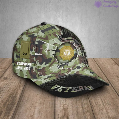 Baseballkappe mit Camouflage-Muster für irische Soldaten/Veteranen mit Rang, Jahr und Namen – 30052401QA