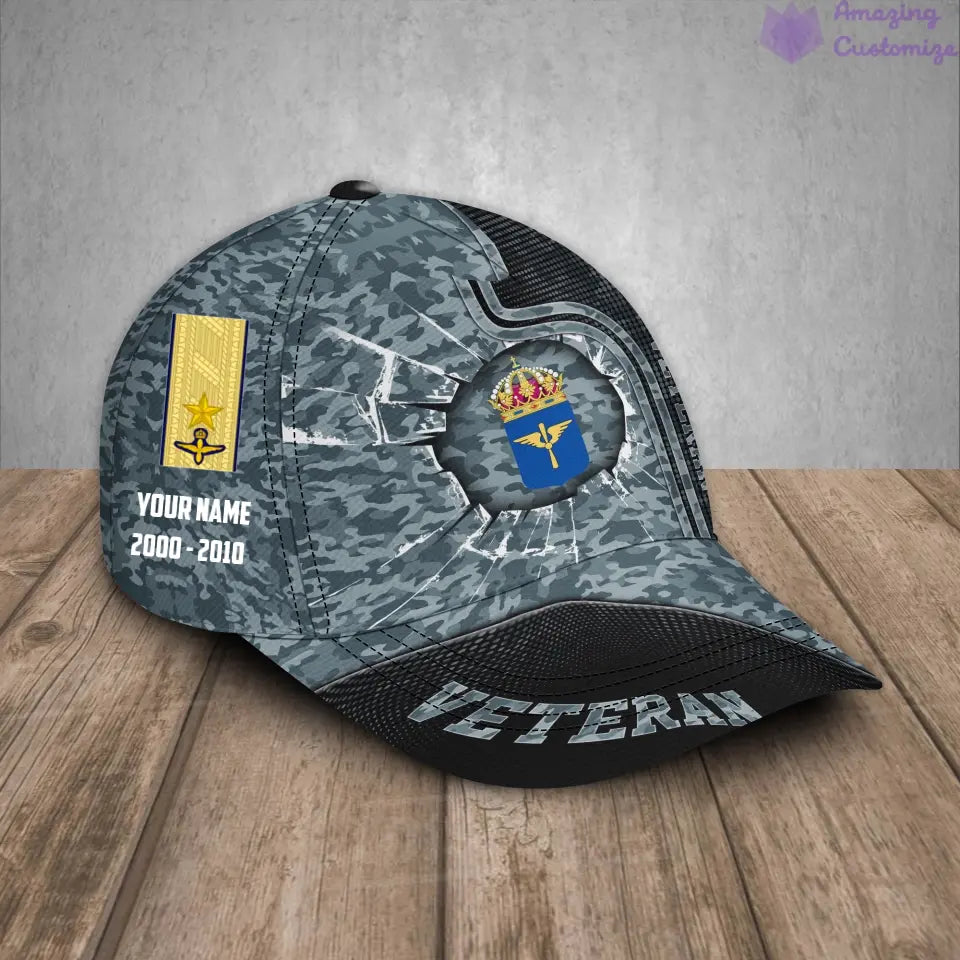 Personalized Rank, Year And Name Sweden Soldier/Veterans Camo Baseball Cap - 17170272