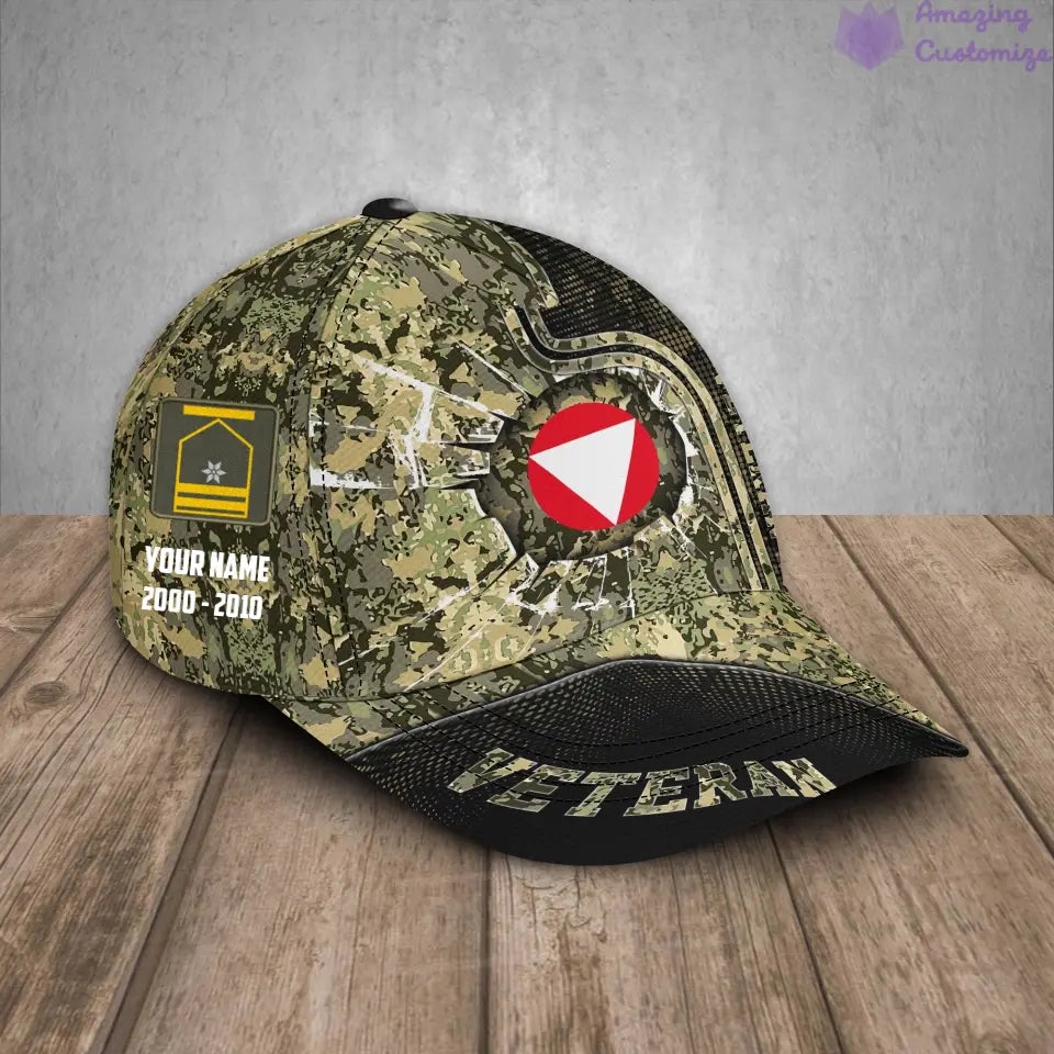 Casquette de baseball camouflage personnalisée avec rang, année et nom pour soldat/vétéran autrichien - 17170272