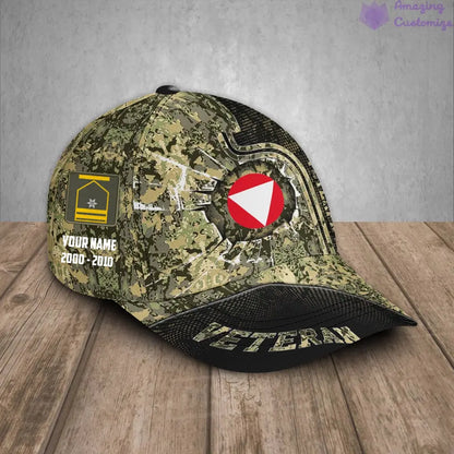 Personalized Rank, Year And Name Austria Soldier/Veterans Camo Baseball Cap - 17170272