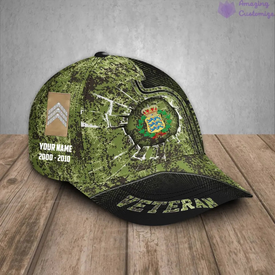 Casquette de baseball camouflage personnalisée avec grade, année et nom pour soldat/vétéran du Danemark - 17170272