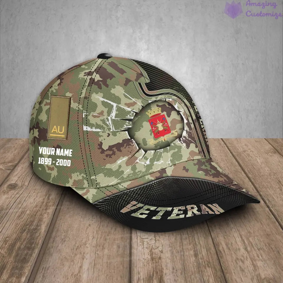 Personalized Rank, Year And Name Italy Soldier/Veterans Camo Baseball Cap - 17170272