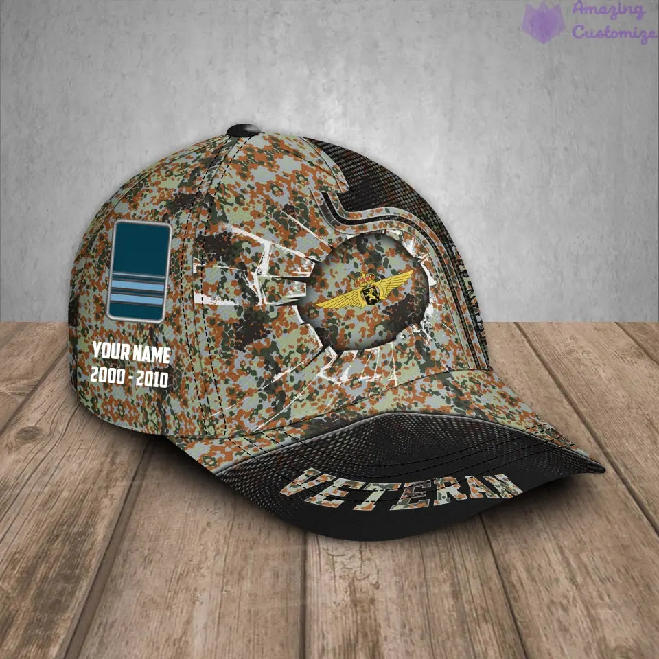 Casquette de baseball camouflage personnalisée avec grade, année et nom pour soldat/vétéran belge - 17170272