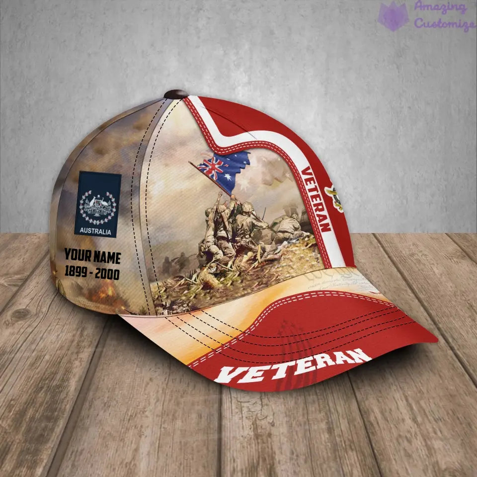 Personalized Rank, Year And Name Australia Soldier/Veterans Camo Baseball Cap - 17177184