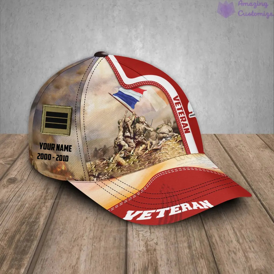 Personalized Rank, Year And Name France Soldier/Veterans Camo Baseball Cap - 17177184