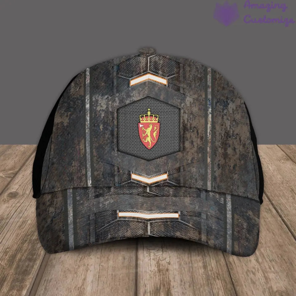 Casquette de baseball camouflage personnalisée avec rang, année et nom de soldat/vétéran norvégien - 17151264