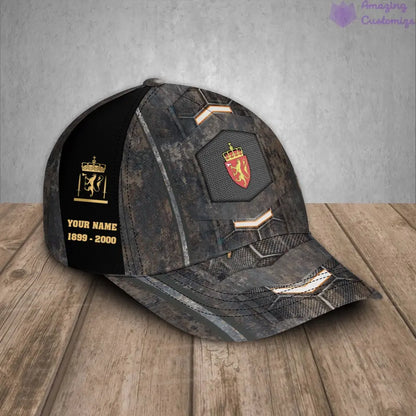 Casquette de baseball camouflage personnalisée avec rang, année et nom de soldat/vétéran norvégien - 17151264