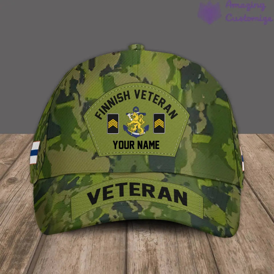 Personalized Rank And Name Finland Soldier/Veterans Camo Baseball Cap - 30052402QA