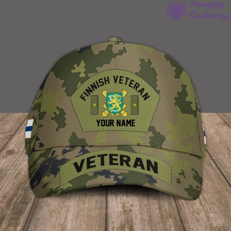 Personalized Rank And Name Finland Soldier/Veterans Camo Baseball Cap - 30052402QA