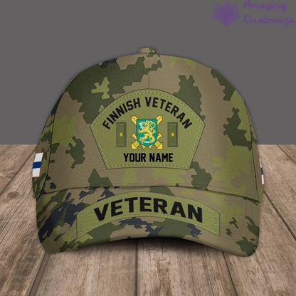 Personalized Rank And Name Finland Soldier/Veterans Camo Baseball Cap - 30052402QA