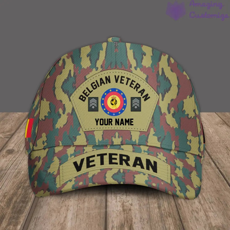 Personalized Rank And Name Belgium Soldier/Veterans Camo Baseball Cap - 1717027201