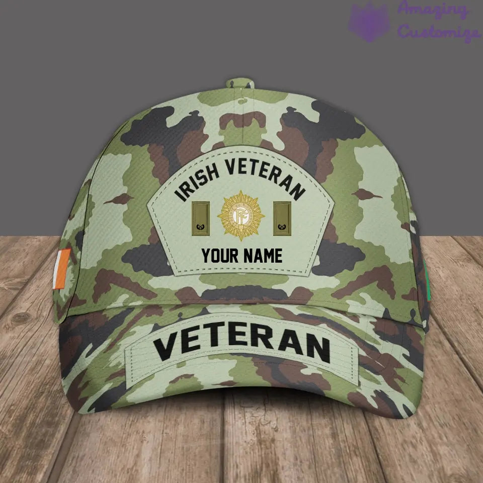 Casquette de baseball camouflage personnalisée avec rang et nom pour soldat/vétéran irlandais - 30052402QA