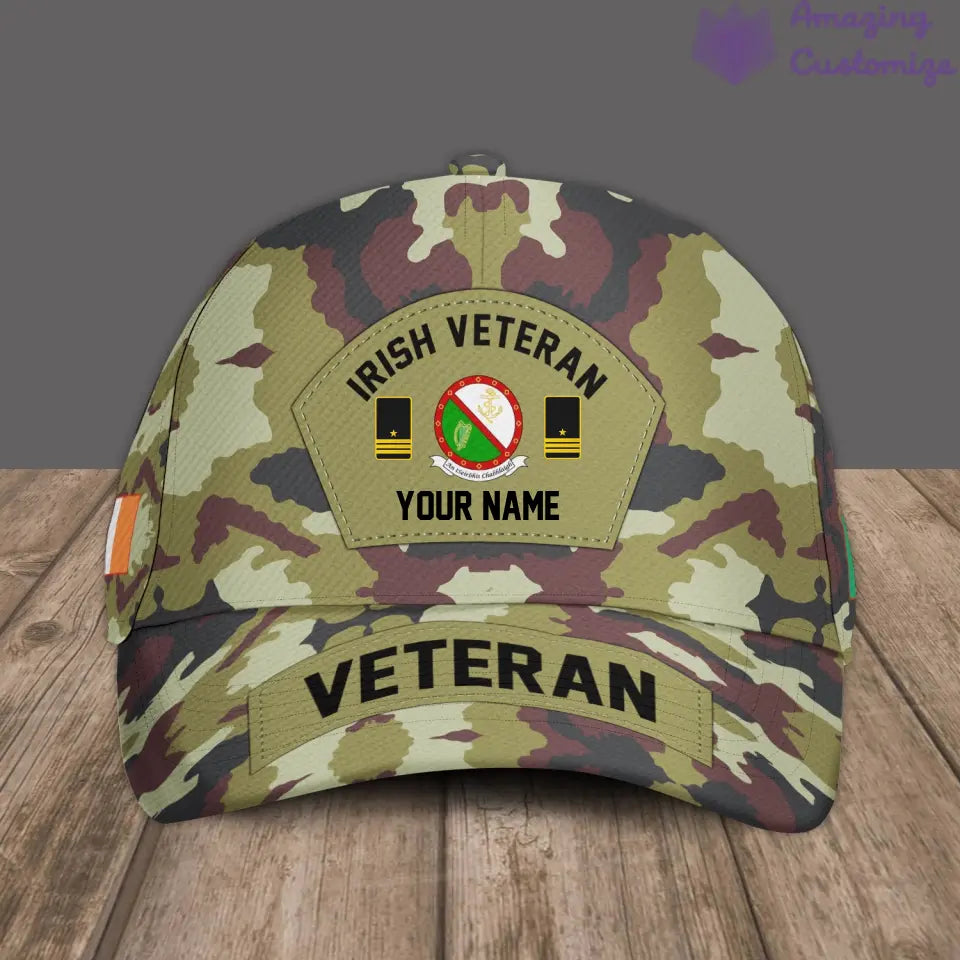 Casquette de baseball camouflage personnalisée avec rang et nom pour soldat/vétéran irlandais - 30052402QA