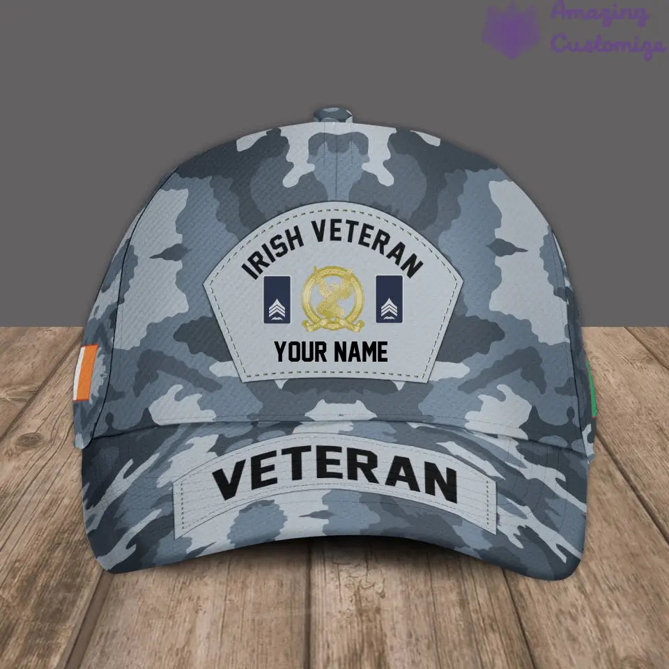 Personalized Rank And Name Ireland Soldier/Veterans Camo Baseball Cap - 30052402QA