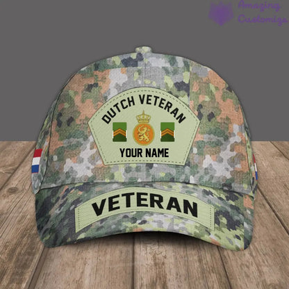 Personalized Rank And Name Netherlands Soldier/Veterans Camo Baseball Cap - 1717027201