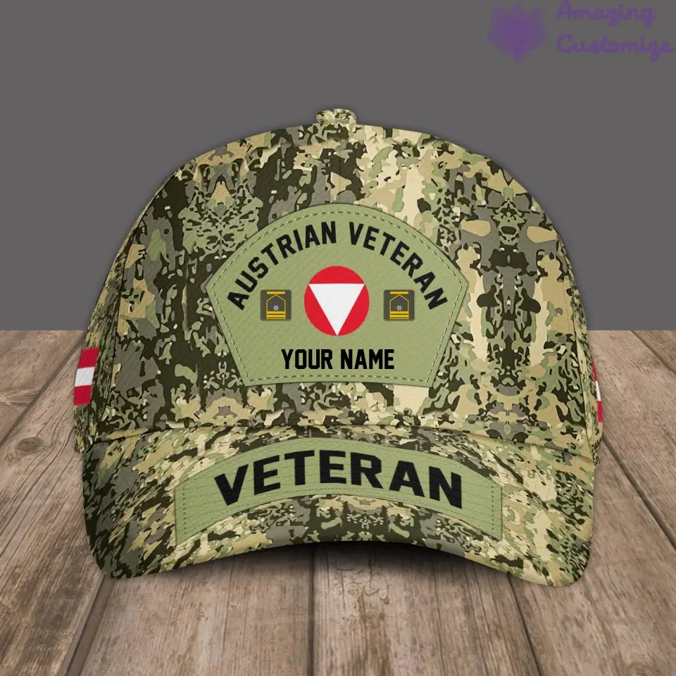 Personalized Rank, Year And Name Austria Soldier/Veterans Camo Baseball Cap - 1717027201