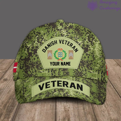 Personalized Rank, Year And Name Denmark Soldier/Veterans Camo Baseball Cap - 1717027201