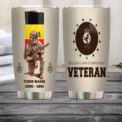 Personalized Belgium Veteran/ Soldier With Rank, Year And Name Tumbler - 10062401QA