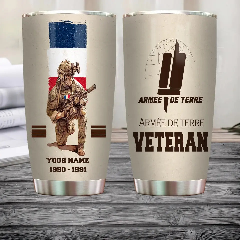 Verre personnalisé avec grade, année et nom de vétéran/soldat français - 10062401QA