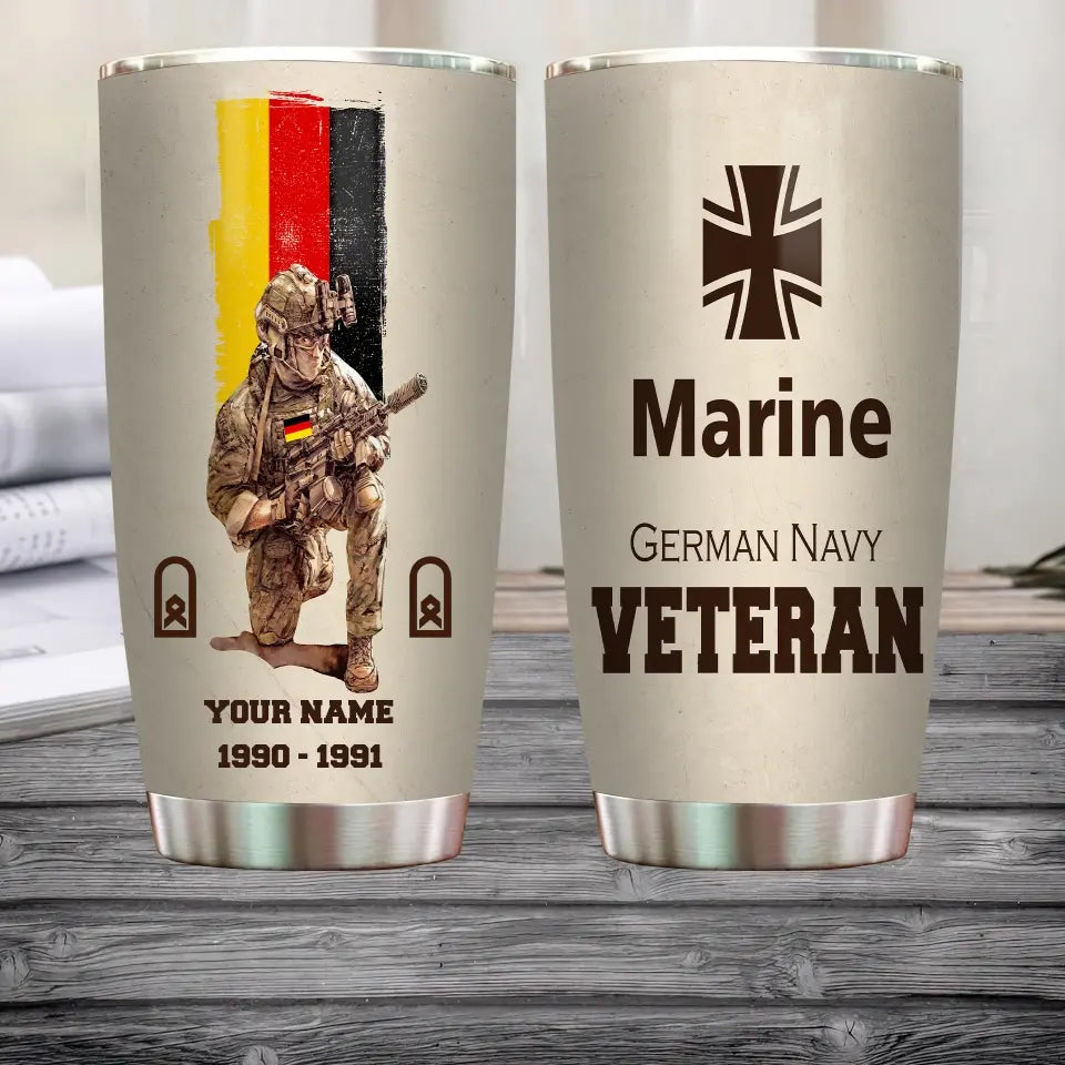 Personalisierter Trinkbecher für Deutschland-Veteranen/Soldaten mit Rang, Jahr und Namen – 10062401QA