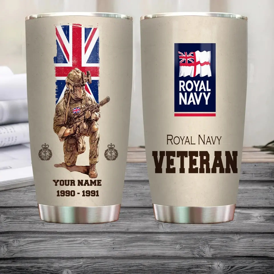 Verre personnalisé pour vétéran/soldat britannique avec grade, année et nom - 10062401QA