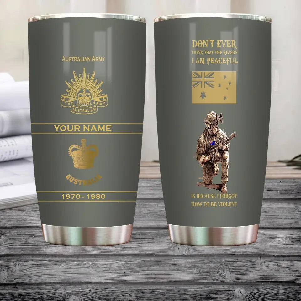 Personalized Australia Veteran/ Soldier With Rank, Year And Name Tumbler - 11062401QA