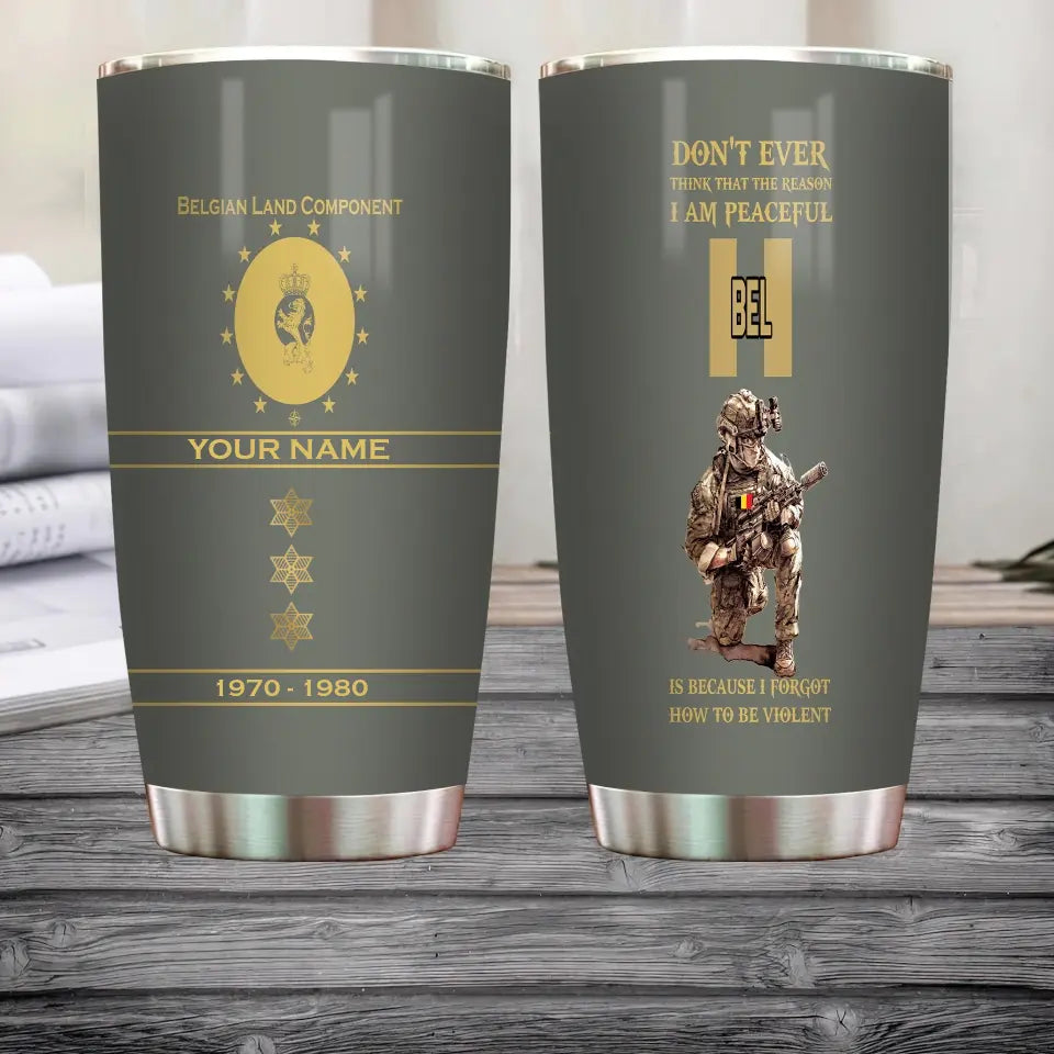 Personalized Belgium Veteran/ Soldier With Rank, Year And Name Tumbler - 11062401QA