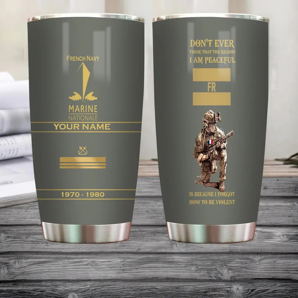 Personalized France Veteran/ Soldier With Rank, Year And Name Tumbler - 11062401QA