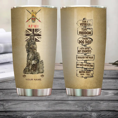 Personalized UK Veteran/ Soldier With Rank, Year And Name Tumbler - 12062401QA