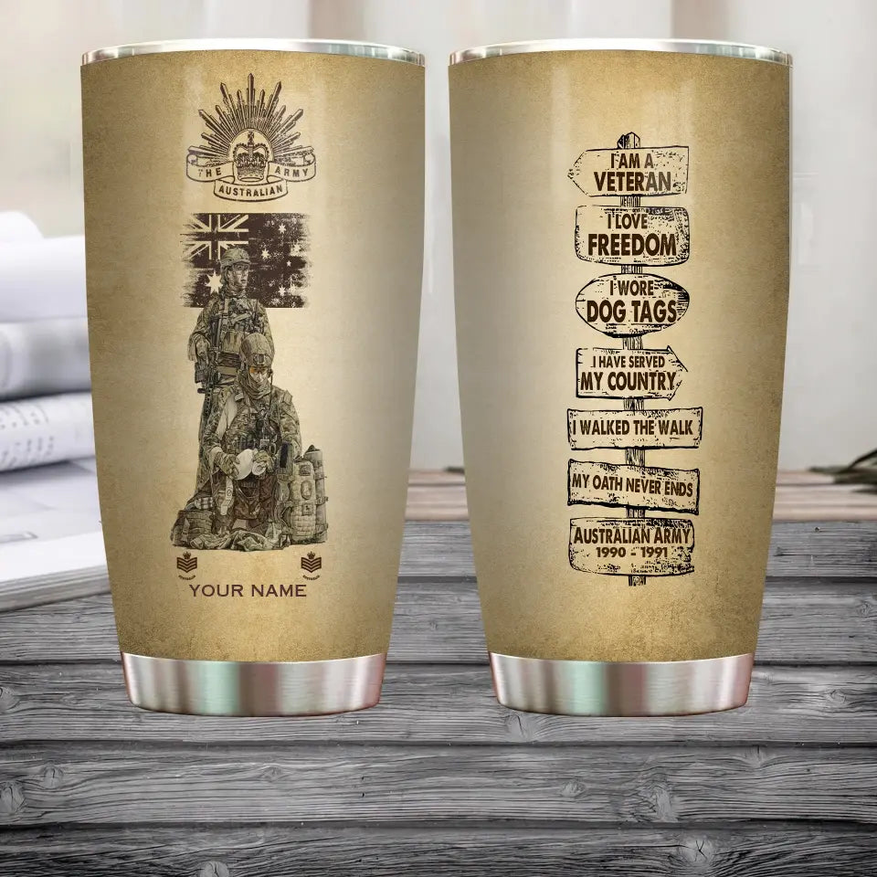 Personalized Australia Veteran/ Soldier With Rank, Year And Name Tumbler - 12062401QA