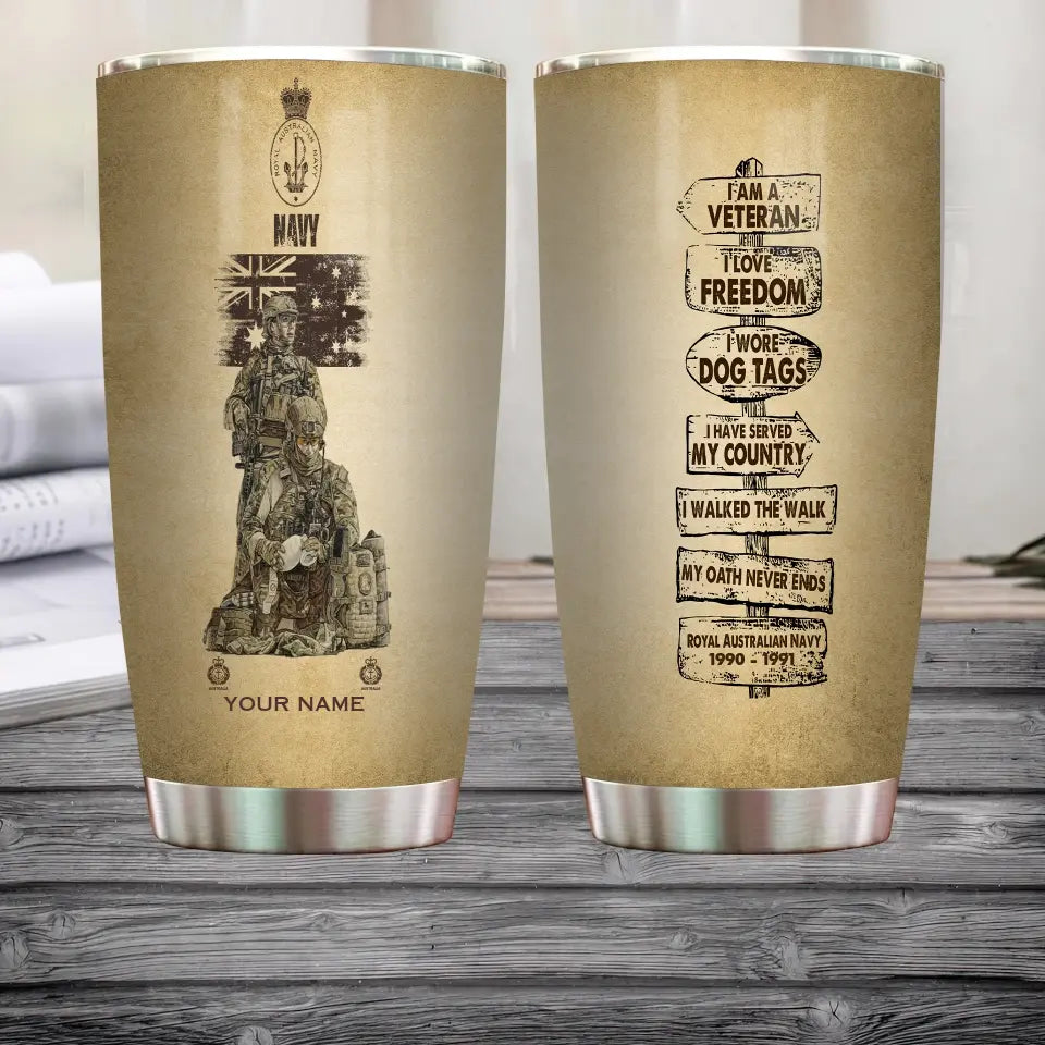 Personalized Australia Veteran/ Soldier With Rank, Year And Name Tumbler - 12062401QA