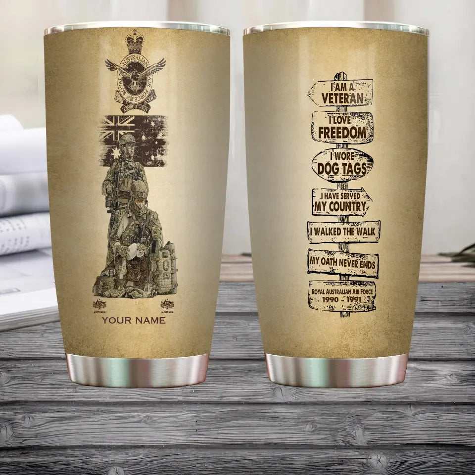 Personalized Australia Veteran/ Soldier With Rank, Year And Name Tumbler - 12062401QA