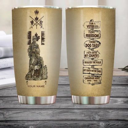 Personalized Canada Veteran/ Soldier With Rank, Year And Name Tumbler - 12062401QA