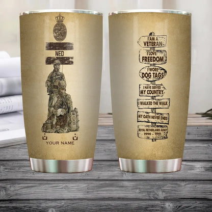 Personalized Netherlands Veteran/ Soldier With Rank, Year And Name Tumbler - 12062401QA