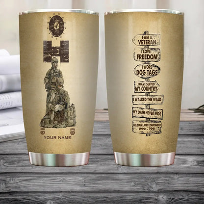 Personalized Belgium Veteran/ Soldier With Rank, Year And Name Tumbler - 12062401QA