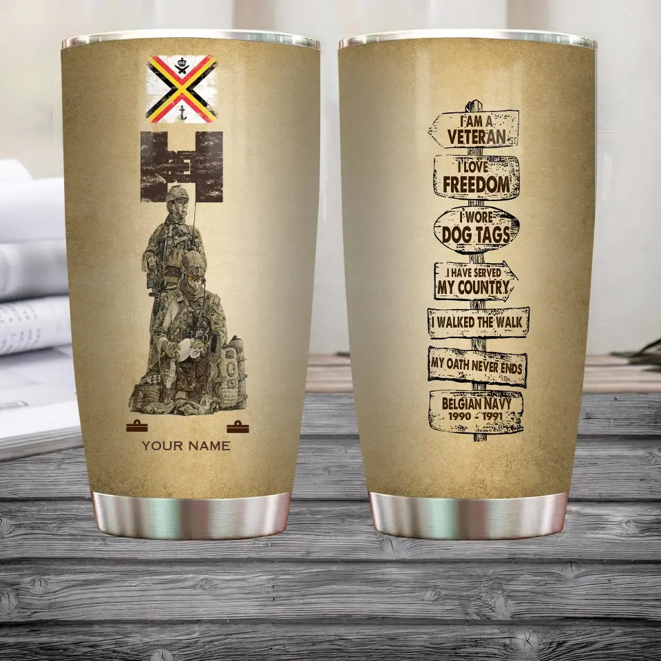 Personalized Belgium Veteran/ Soldier With Rank, Year And Name Tumbler - 12062401QA